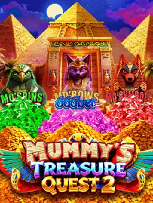 Mummy’s Treasure Quest 2 slot game interface featuring golden pyramids and ancient Egyptian symbols.